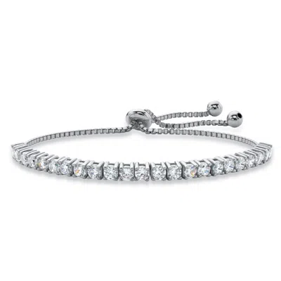Palm Beach Jewelry Silver Tone Strand Simulated Birthstone Tennis Bracelet