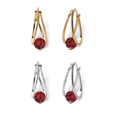 Palm Beach Jewelry Silvertone And Goldtone Birthstone Hoop Earrings