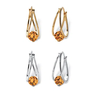 Palm Beach Jewelry Silvertone And Goldtone Birthstone Hoop Earrings