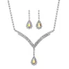 Palm Beach Jewelry Silvertone Aurora Borealis Crystal Earrings And "y" Necklace Set 13"-17"