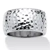 Palm Beach Jewelry Silvertone Hammered Wide Ring Band In White