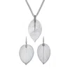 Palm Beach Jewelry Silvertone Leaf Necklace And Drop Earrings Set, 26 Inches, Plus 2 Inch Extension In White