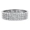 Palm Beach Jewelry Silvertone Round Crystal Multi-row Stretch Bracelet 7" In White