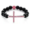 Palm Beach Jewelry Simulated Birthstone And Onyx Cross Bracelet
