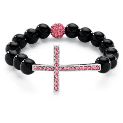 Palm Beach Jewelry Simulated Birthstone And Onyx Cross Bracelet