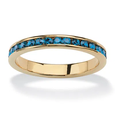 Palm Beach Jewelry Simulated Birthstone Gold-plated Eternity Band In Blue
