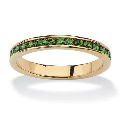 Palm Beach Jewelry Simulated Birthstone Gold-plated Eternity Band In Green