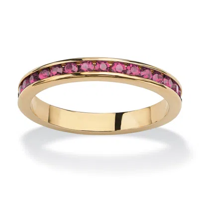 Palm Beach Jewelry Simulated Birthstone Gold-plated Eternity Band In Pink