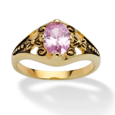 Palm Beach Jewelry Simulated Birthstone Gold-plated Filigree Ring In Multi