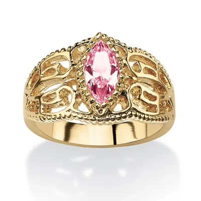 Palm Beach Jewelry Simulated Birthstone Gold-plated Filigree Ring In Multi
