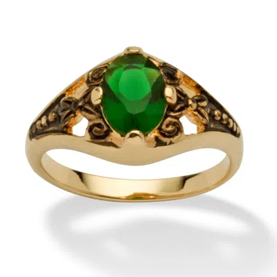 Palm Beach Jewelry Simulated Birthstone Gold-plated Filigree Ring In Green