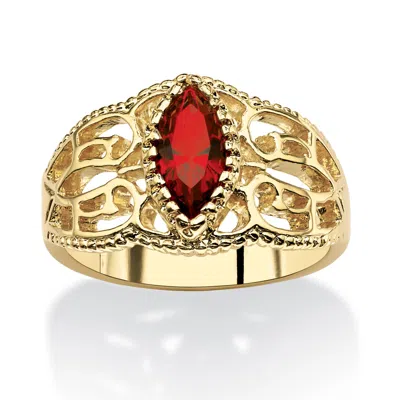 Palm Beach Jewelry Simulated Birthstone Gold-plated Filigree Ring