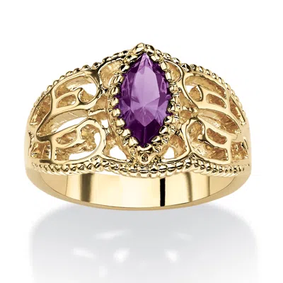 Palm Beach Jewelry Simulated Birthstone Gold-plated Filigree Ring