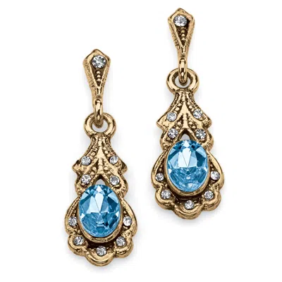 Palm Beach Jewelry Simulated Birthstone Goldtone Drop Earrings In Blue