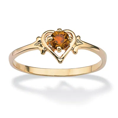 Palm Beach Jewelry Simulated Birthstone Heart Ring In Gold-plated