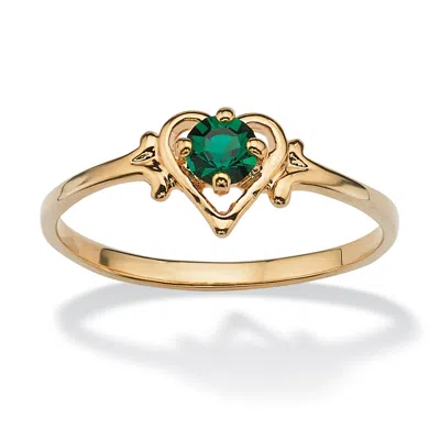 Palm Beach Jewelry Simulated Birthstone Heart Ring In Gold-plated In Green