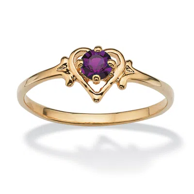 Palm Beach Jewelry Simulated Birthstone Heart Ring In Gold-plated In Purple