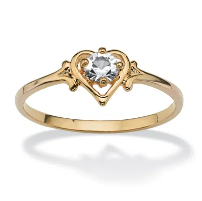 Palm Beach Jewelry Simulated Birthstone Heart Ring In Gold-plated In Silver