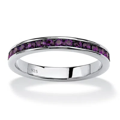 Palm Beach Jewelry Simulated Birthstone Silver Eternity Band