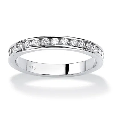 Palm Beach Jewelry Simulated Birthstone Silver Eternity Band