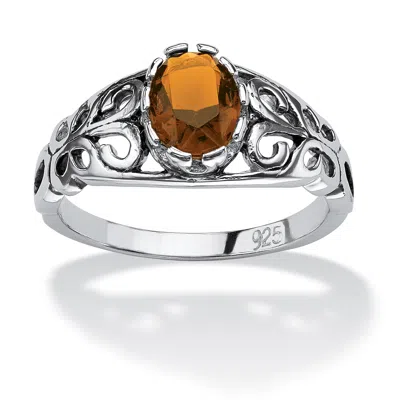 Palm Beach Jewelry Simulated Birthstone Sterling Silver Ring In Orange
