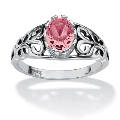 Palm Beach Jewelry Simulated Birthstone Sterling Silver Ring In Pink