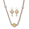 Palm Beach Jewelry Simulated Opal And Pearl Necklace And Earring Set In White