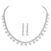 Palm Beach Jewelry Simulated Pearl And Crystal 2-piece Earrings And Necklace Set In Silvertone