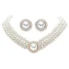Palm Beach Jewelry Simulated Pearl And Crystal Goldtone Stud Earring And Necklace Set 13"-16"