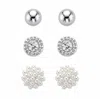 Palm Beach Jewelry Simulated Pearl And Crystal Silvertone 3-pair Cluster Ball And Stud Earring Set