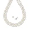 Palm Beach Jewelry Simulated Pearl Silvertone Link Double-strand Necklace And Earrings Set