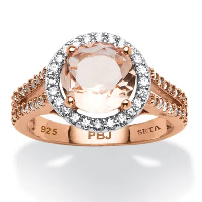 Palm Beach Jewelry Simulated Pink Morganite Cz Gold-plated Ring In Multi