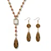 Palm Beach Jewelry Smoky Crystal Goldtone Drop Necklace And Crystal Earrings 2-piece Set In Brown