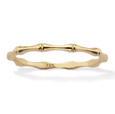 Palm Beach Jewelry Stackable Bamboo Band Ring 10k Yellow Gold