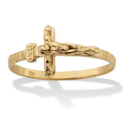 Palm Beach Jewelry Stackable Crucifix Ring 10k Yellow Gold