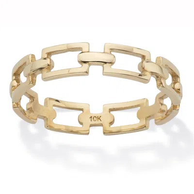 Palm Beach Jewelry Stackable Paperclip Link Ring 10k Solid Yellow Gold