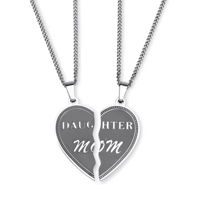Palm Beach Jewelry Stainless Steel Daughter Mom Breakaway Pendant Necklaces 18" In White