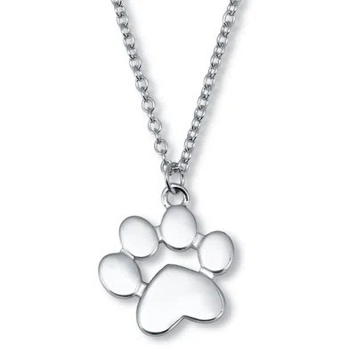 Palm Beach Jewelry Sterling Silver Paw Print Drop Necklace 16-inch Length Plus 2-inch Extension