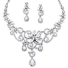 Palm Beach Jewelry Swirl And Flower Crystal Necklace And Earrings 2-piece Set Platinum-plated