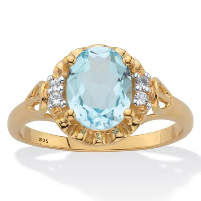 Palm Beach Jewelry Tcw 2.62 Oval Blue Topaz Gold-plated Silver Ring In Yellow