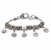 Palm Beach Jewelry Ten Commandments Goldtone And Silvertone Bali-style Beaded Charm Bracelet 8"