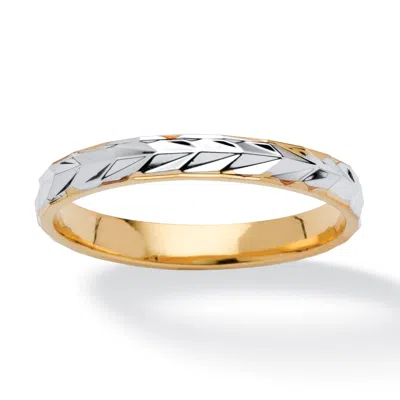 Palm Beach Jewelry Textured Gold-plated Two-tone Wedding Band In Yellow