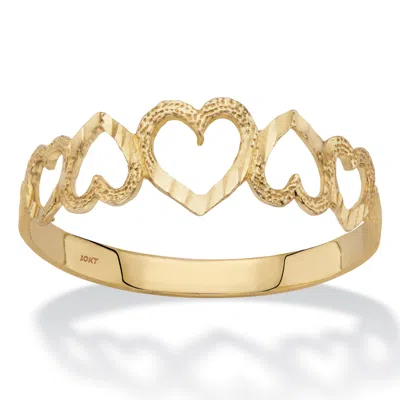 Palm Beach Jewelry Textured Solid 10k Yellow Gold Cutout Heart-link Ring