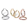 Palm Beach Jewelry Tri-tone 3-pair Set Of Goldtone, Rose Tone And Silvertone Hoop Earrings 1.25"
