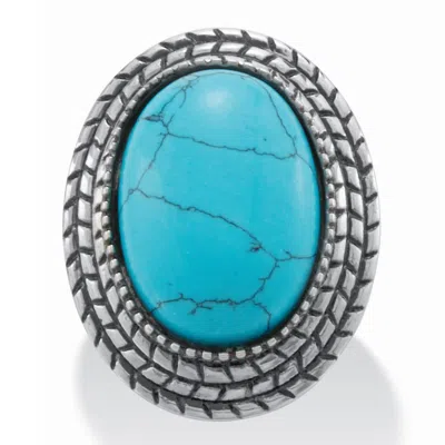 Palm Beach Jewelry Turquoise Stainless Steel Boho Cocktail Ring In White