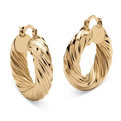 Palm Beach Jewelry Twist Hoop Earrings Goldtone In Yellow