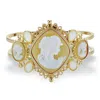Palm Beach Jewelry Vintage-style Cameo Hinged Bangle Bracelet In Yellow Goldtone 7.5"