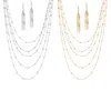 Palm Beach Jewelry Waterfall 4-piece Necklace And Earring Goldtone And Silvertone Set 34"-38" In Yellow