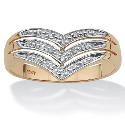 Palm Beach Jewelry White Diamond Accent 10k Yellow Gold Triple-row Chevron Ring