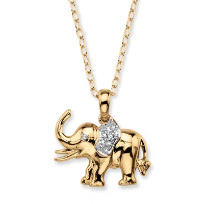 Palm Beach Jewelry White Diamond Accent 18k Gold-plated Pave-style Elephant Charm Necklace 18"